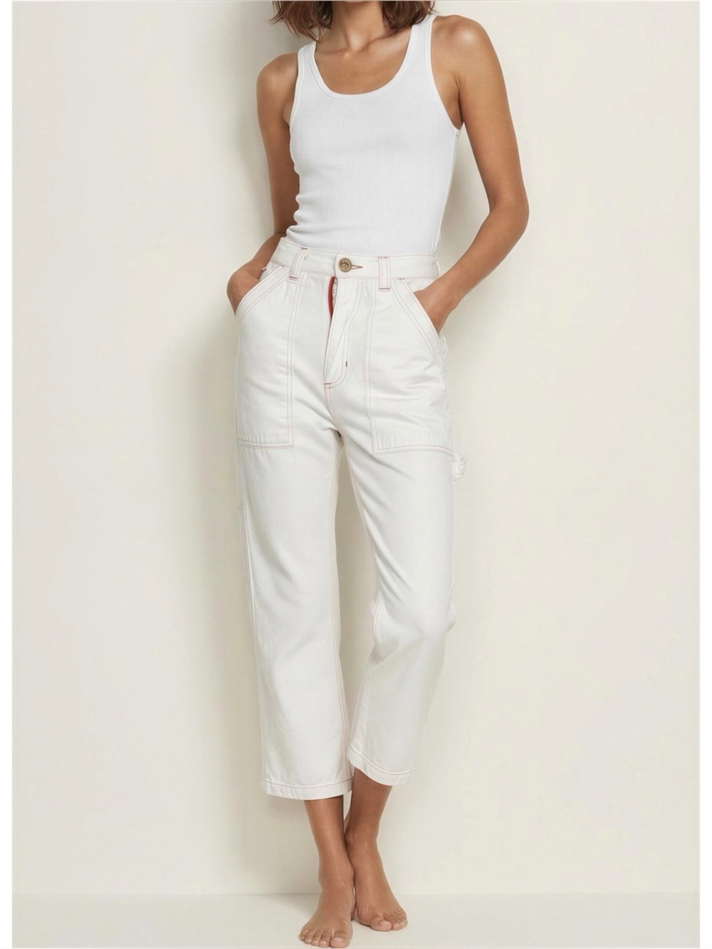 BIG BUD PRESS Carpenter Jeans, White, XXS